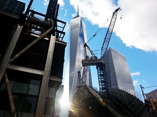 The World Trade Center Transit Hub and One World Trade Center; 175 Greenwich at left