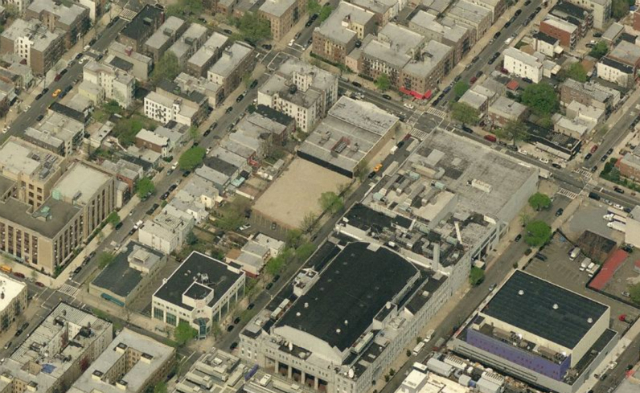 34-22 35th Street (vacant lot at center), image from Bing Maps