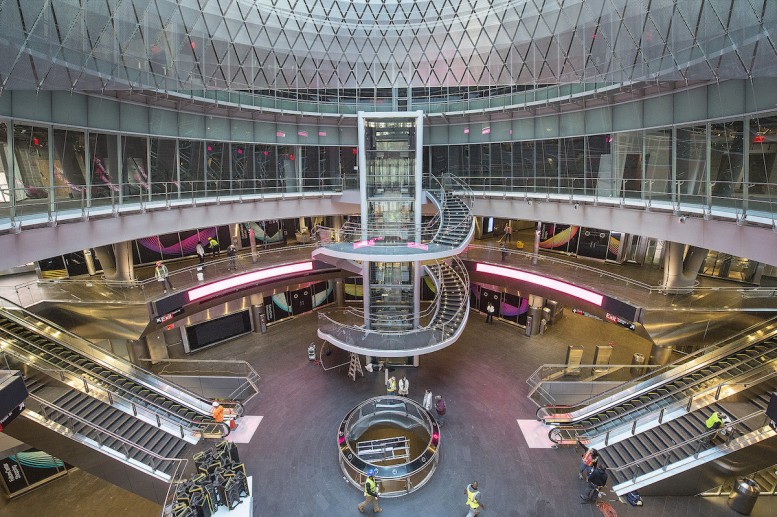 Fulton Transit Center Atrium, photo by Patrick Cashin for the
