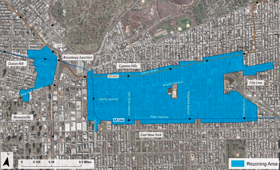 East New York rezoning map, image via Department of City Planning