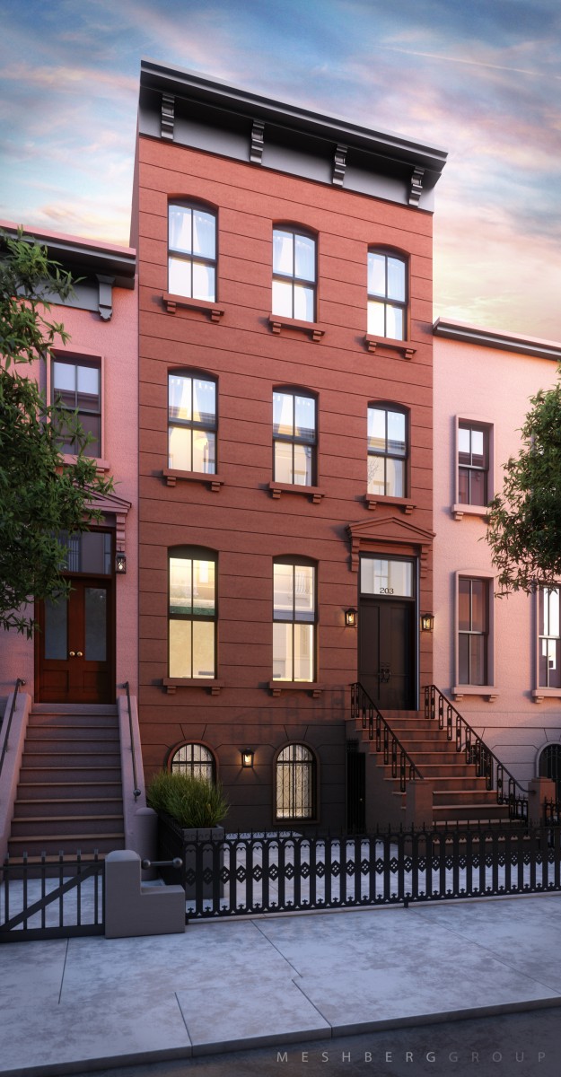 203 Bergen Street facade, rendering by Meshberg Group