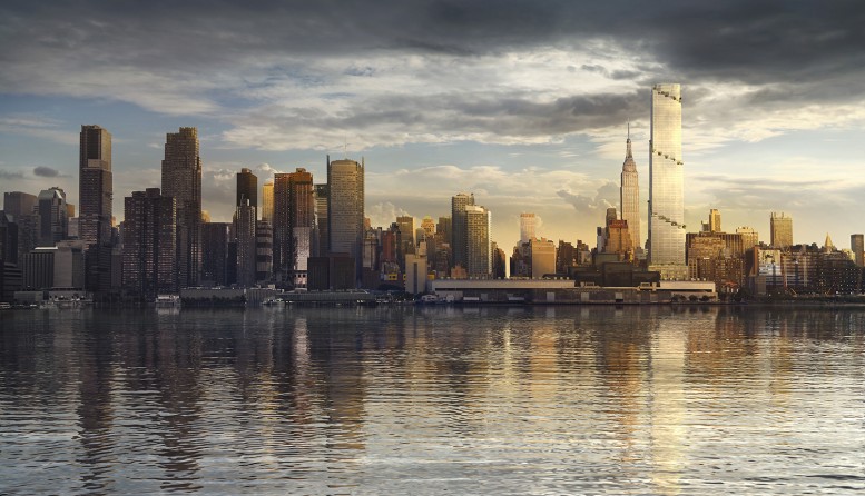 Daylight rendering of the skyline featuring 66 Hudson Boulevard. Credit: BIG/Tishman Speyer.