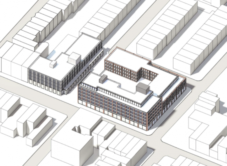 Massing diagram of 680 Baltic Street via Avery Hall Investments
