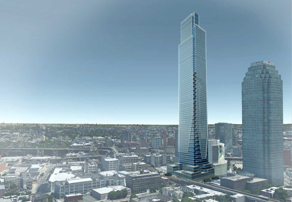 Rendering of Court Square City View Tower at 23-15 44th Drive via United Construction and Development