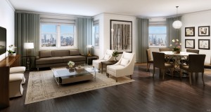A rendering of a living room at Washington Plaza. Via Delta Management