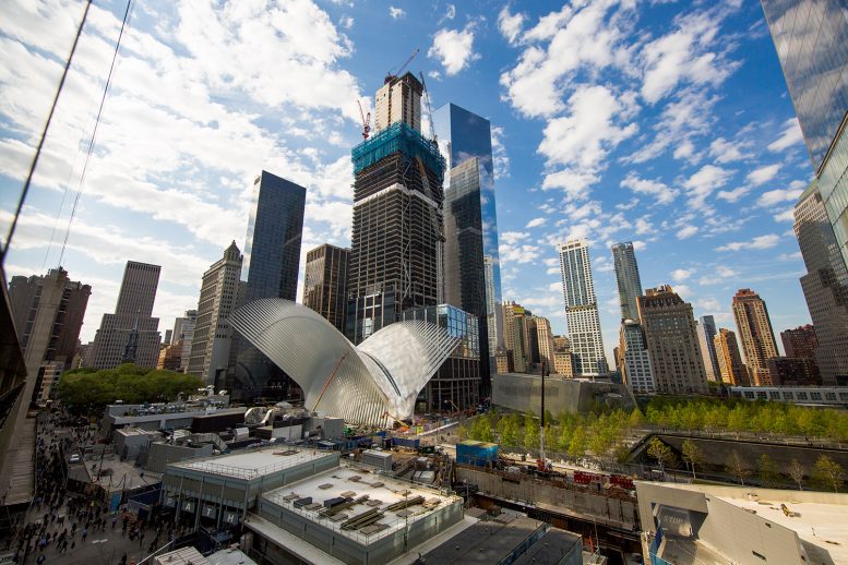 The World Trade Center Transportation Hub, 3 World Trade Center, and 4 World Trade Center. Credit: Joe Woolhead