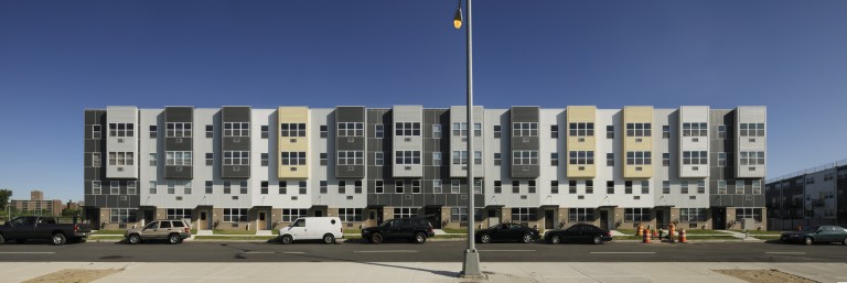 The modular homes at Nehemiah Spring Creek. photo via Alexander Gorlin Architects