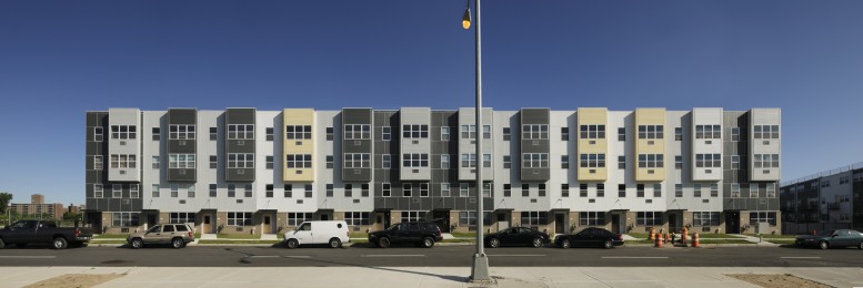 The modular homes at Nehemiah Spring Creek. photo via Alexander Gorlin Architects