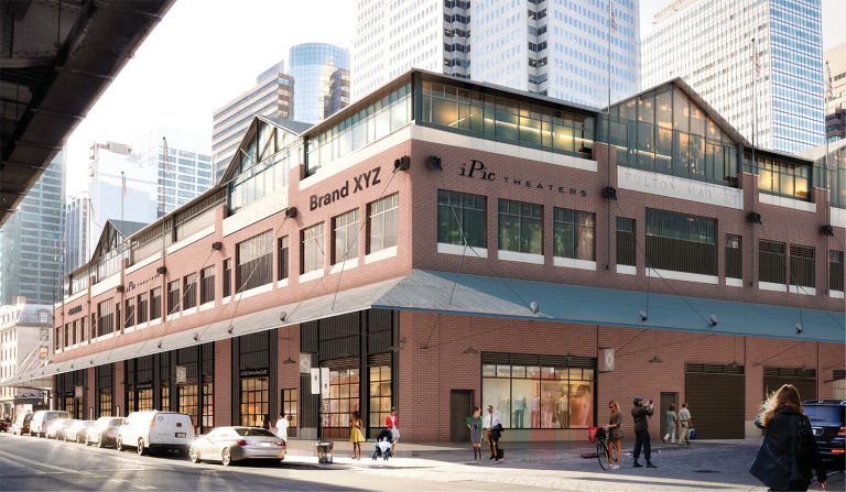 Proposal for Fulton Market Building, viewed from South and Beekman streets, day rendering