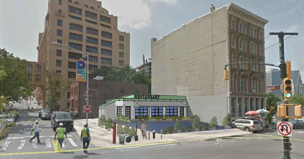 Rendering of proposed restaurant at 14 Old Fulton Street