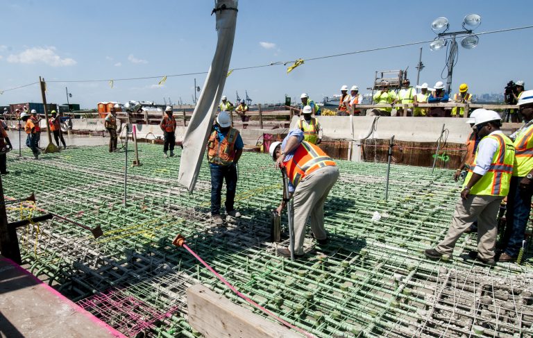 Burying the time capsule on Saturday. photo by Jay Fine for the New York Wheel