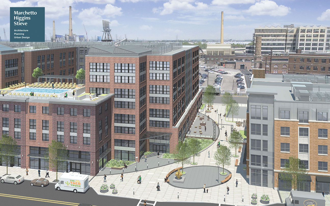 Former renderings of 1075 West Side Avenue - Rendering of West Side Square - Marchetto Higgins Stieve
