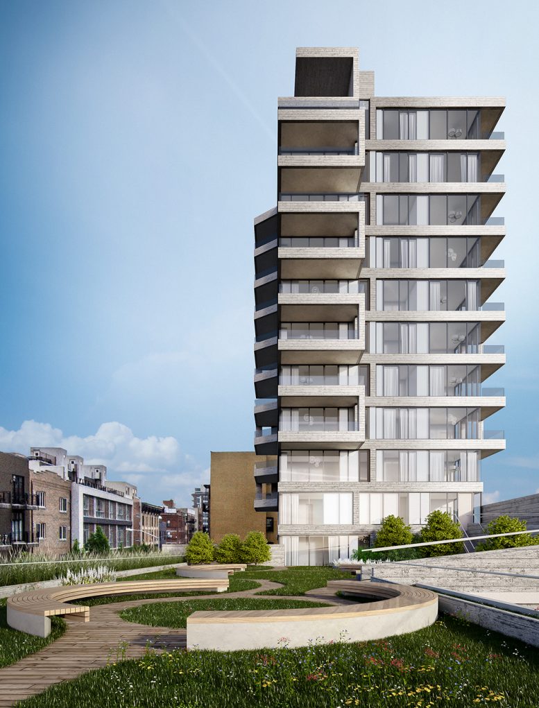 Rendering of landscaped terrace at 190 South 1st Street