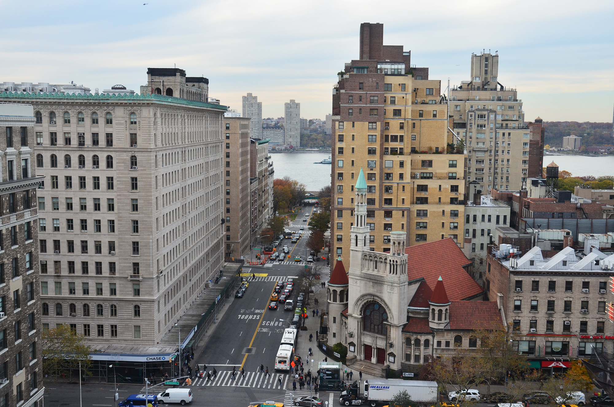Looking down West 79th Street towards the Hudson River from the top of 207W79. All photos by Evan Bindelglass