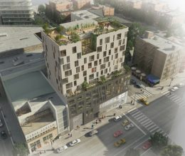 Birdseye view of 280 Ashland Place, rendering by Jonathan Rose Companies