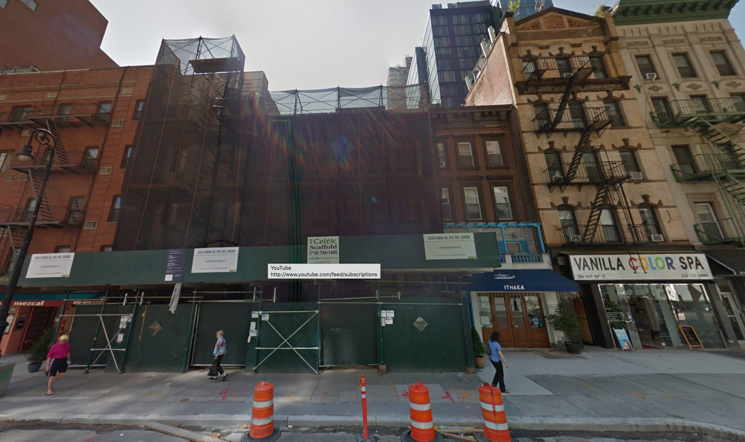 308, 310, 312, and 314 East 86th Street, via Google Maps