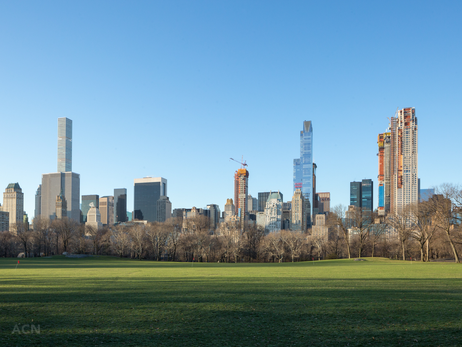 Central Park South skyline from across Sheep Meadow, image by Andrew Campbell Nelson