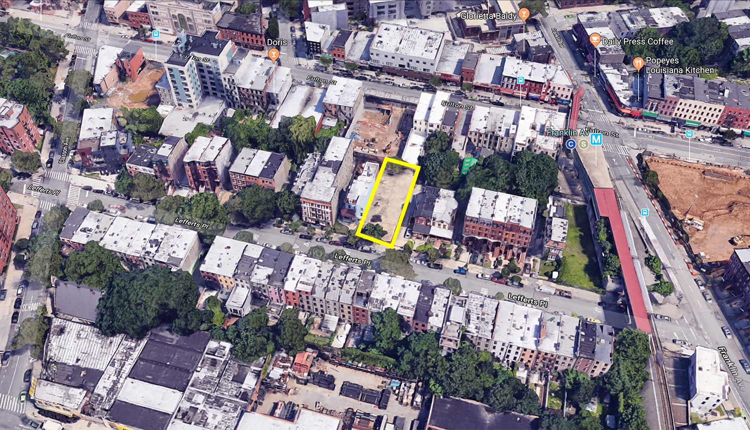Aerial View of 171 and 173 Lefferts Place, via Google Maps
