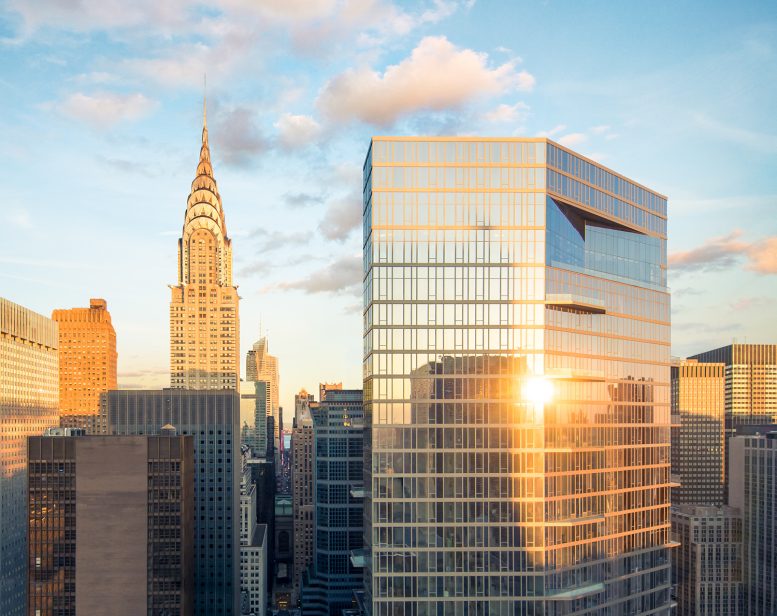 222 East 44th Street hummingbird view, rendering by Binyan Studios