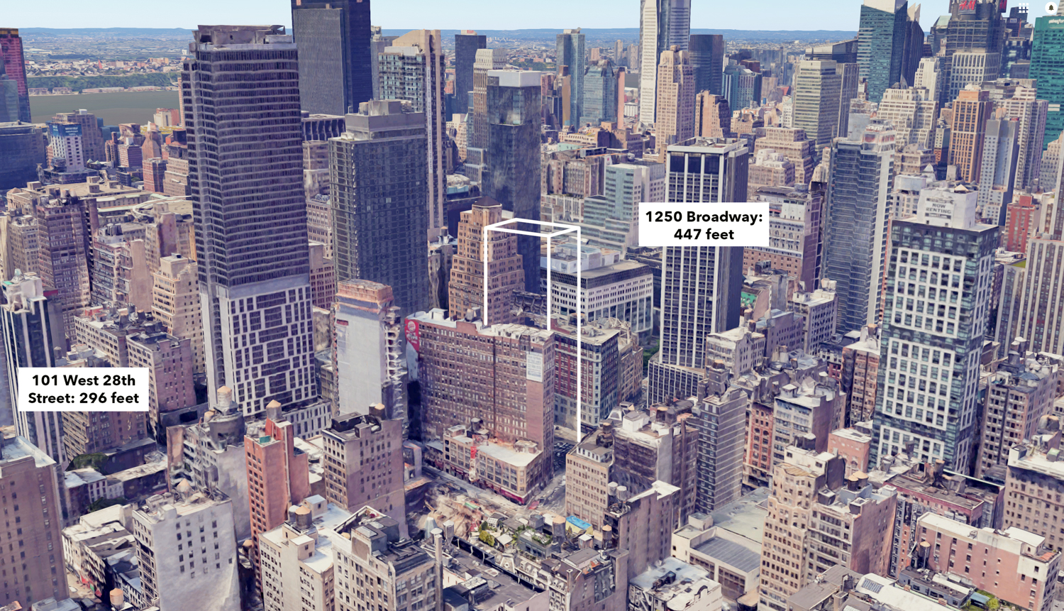 1241 Broadway estimated height, base image via Google Maps