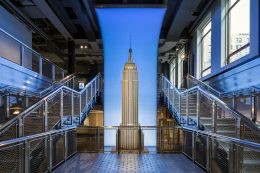 Model of the two-story Empire State Building and the grand staircase, image by Evan Joseph