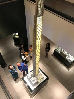 Scale Model of 111 West 57th Street with Gregg Pasquarelli at the base, image from the Sales Gallery