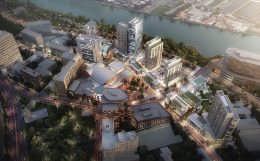 Aerial rendring of the New Jersey Performing Arts Center Waterfront Masterplan - NJPAC