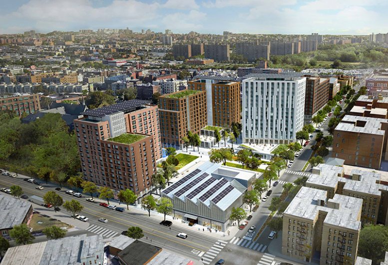 Rendering of The Peninsula affordable housing campus - WXY Architecture + Urban Design