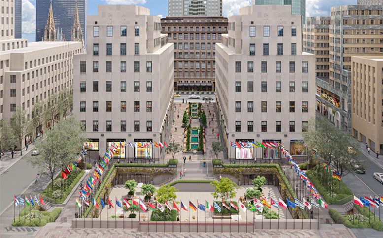 Rendering of proposed renovations to Rockefeller Plaza - Tishman Speyer / Gabellini Sheppard Associates