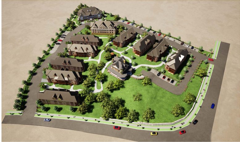 Aerial rendering of the Kreischer House Development in Staten Island