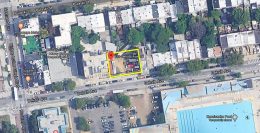 Aerial view of development site at 633 Dekalb Avenue - Google Maps