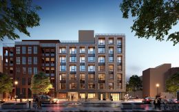 Evening rendering of 550 Prospect Place - IMC Architecture