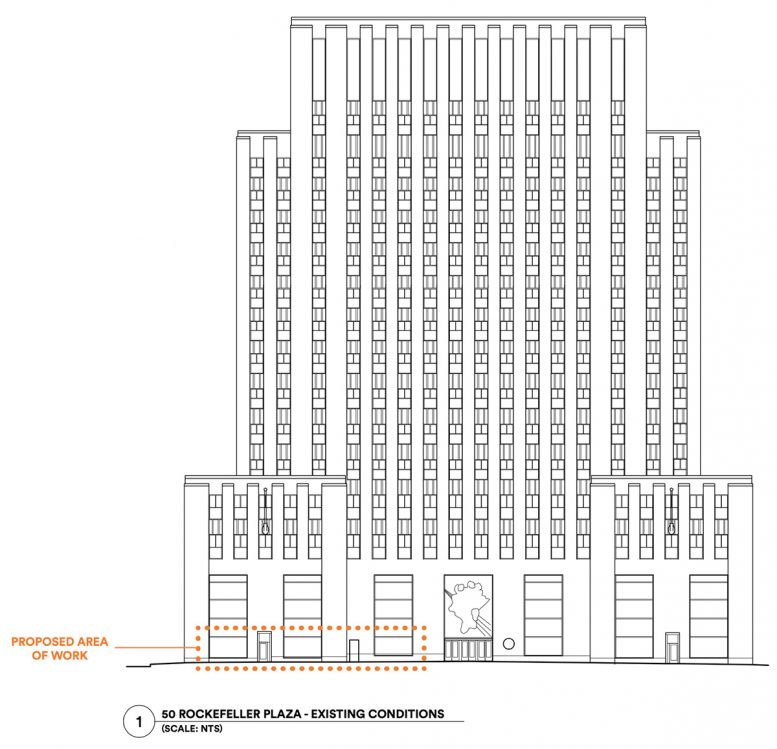 Proposed ground floor retail space at 50 Rockefellar Plaza. (Photo by Gabellini Sheppard Associates)