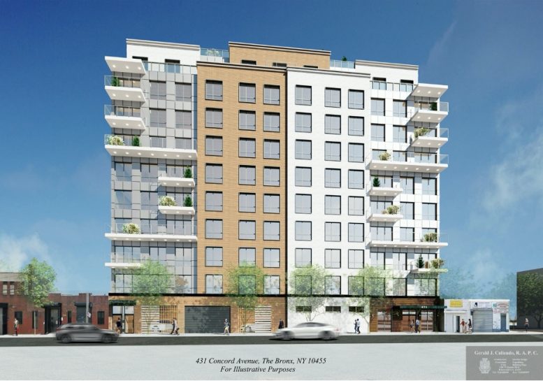 Rendering illustrates street-level view of 431 Concord Avenue - Gerald J. Caliendo Architect