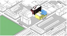 Massing illustration of proposed developments at 1250 Willoughby Avenue and 349 Suydam Street - AECOM