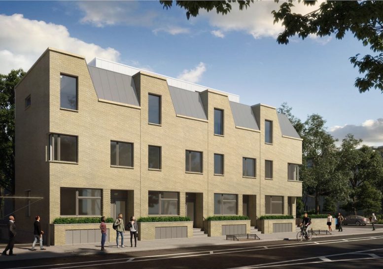 Rendering of townhouse developlent at 39 Chauncey Street - NV Design Architecture
