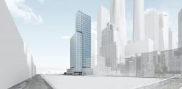 Southwest view of 601 West 29th Street In Hudson Yards. Courtesy of Douglaston Development