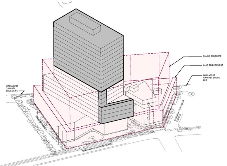 Axonometric rendering of 500 Kent Avenue - Kent Member LLC