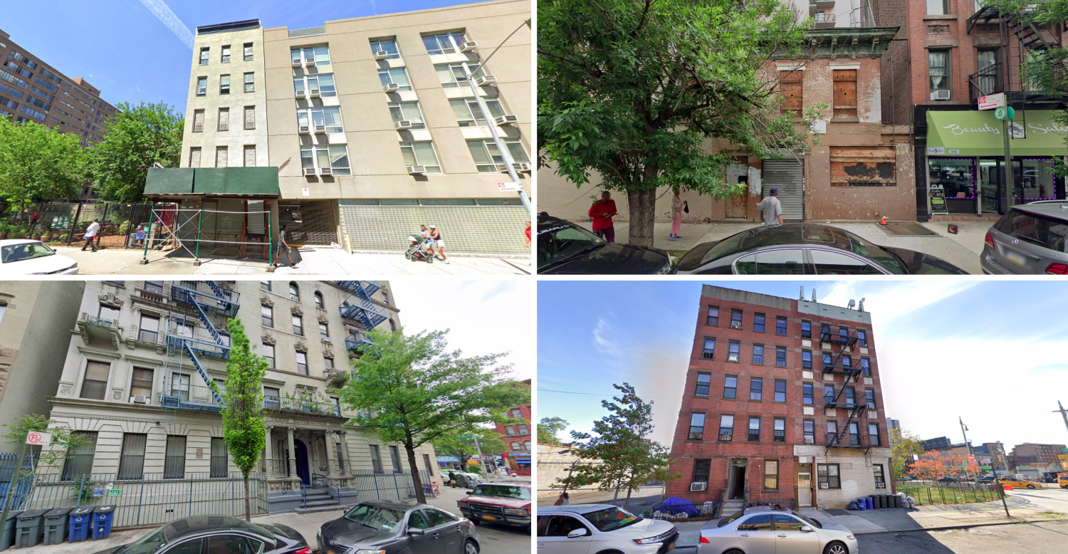 53 East 110th Street, 201 East 120th Street, 204 West 121st Street, and 304 East 126th Street in Harlem, via Google Maps