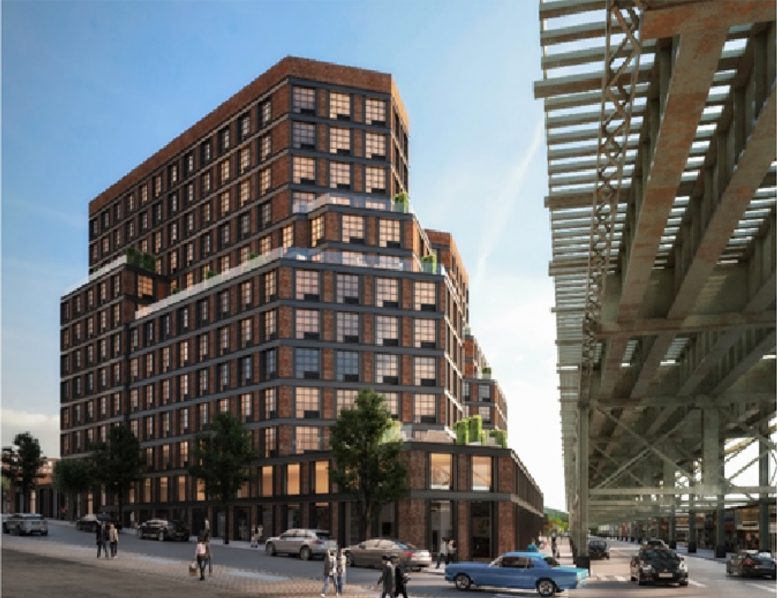 Preliminary rendering of proposed property at Roosevelt Avenue and 63rd Street - Aufgang Architects