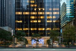 Main entry plaza at 1345 Avenue of the Americas - Courtesy of Fisher Brothers Management Company