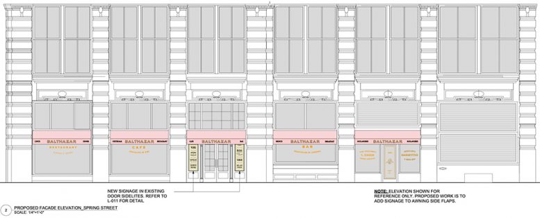 Rendering of proposed awnings at 80 Spring Street - Richard H. Lewis Architect