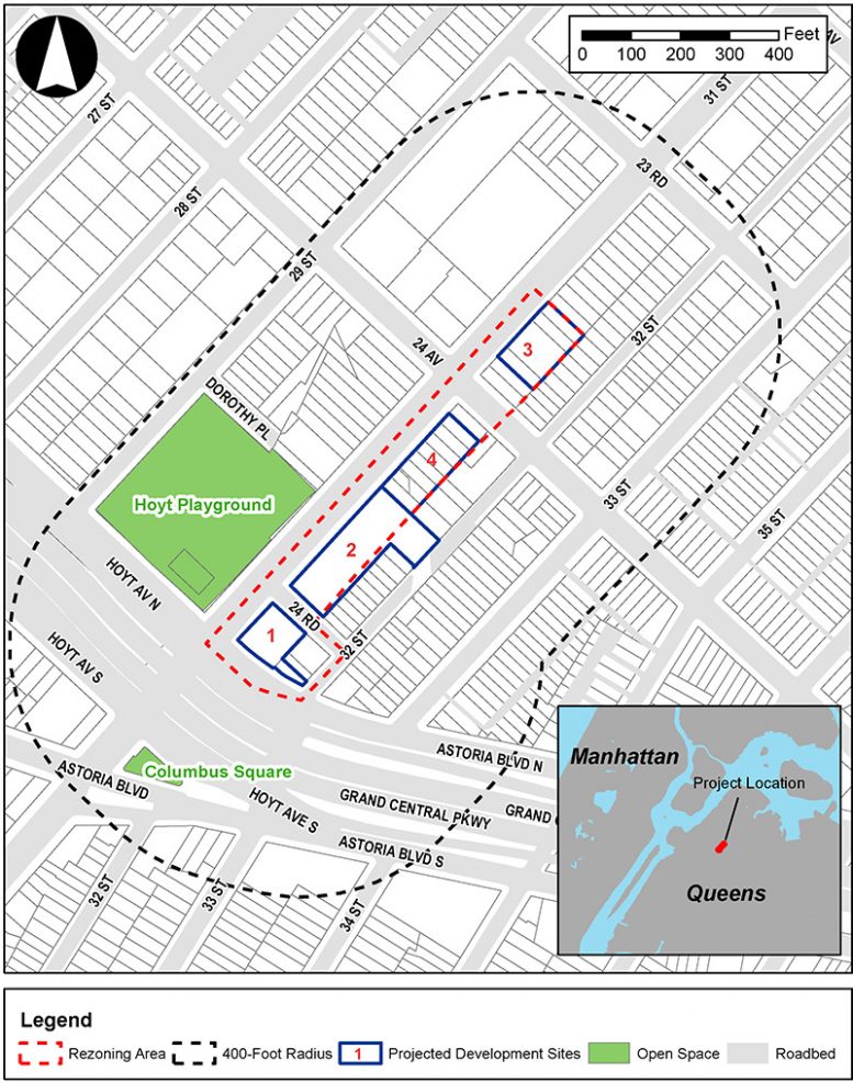 Site map of 31st Street rezoning in Astoria, Queens
