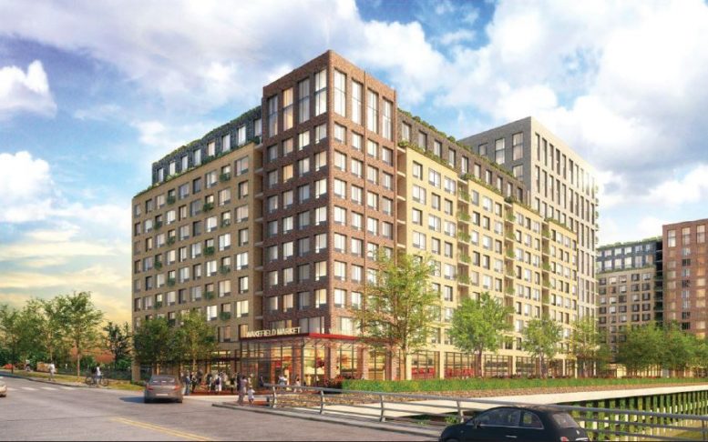 Rendering of a 'Building A' at Wakefield Village (Newman Architects)