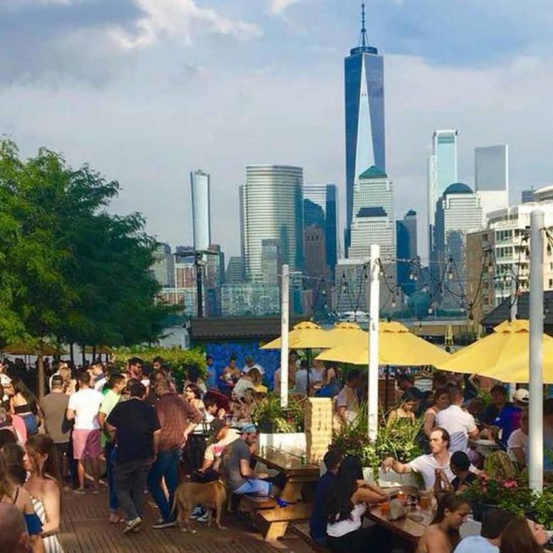 View of the Smorgusbar beer garden at Harborside Jersey City - Courtesy of Smorgusbar