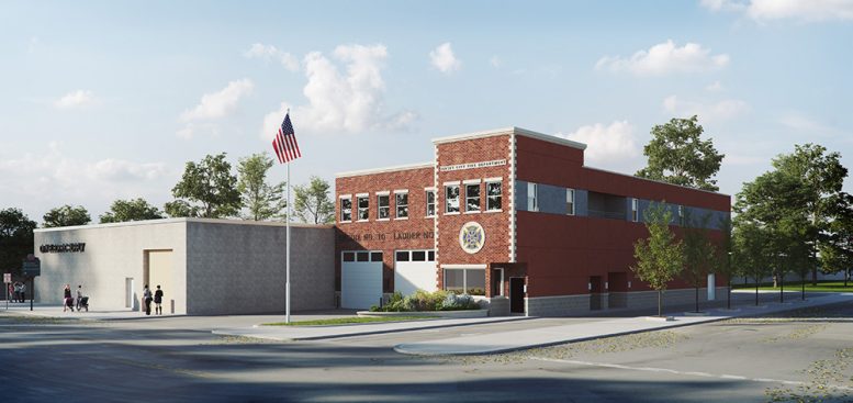 Rendering of Jersey City Firehouse Engine 10 at 627 Grand Street - Netta Architects