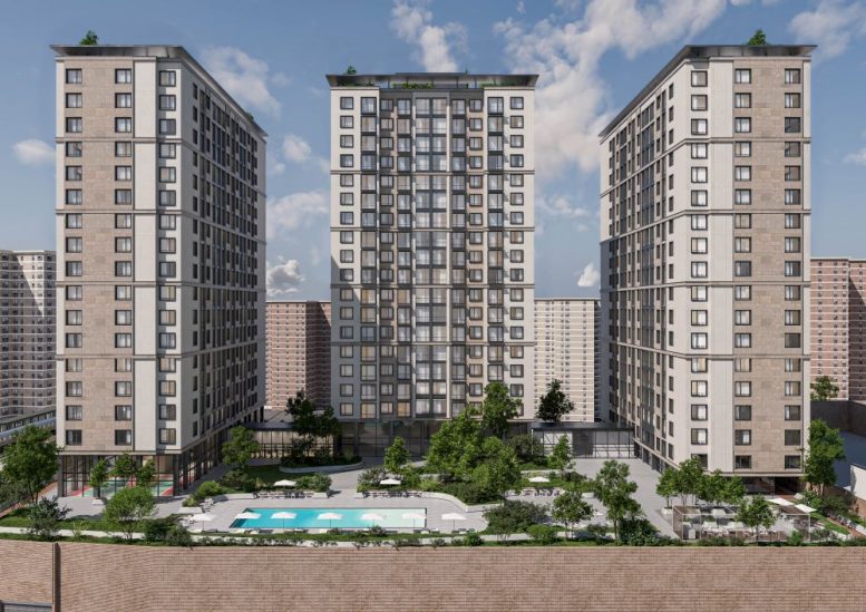 Rendering of residential towers at 532 Neptune Avenue within the Neptune/Sixth development - Courtesy of Zproekt Architecture