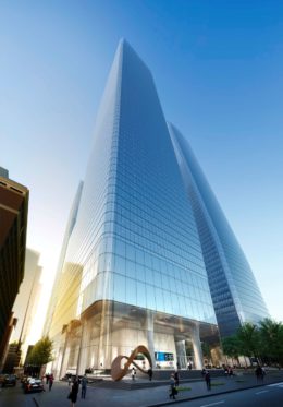Rendering illustrates street-level view of 2 Manhattan West