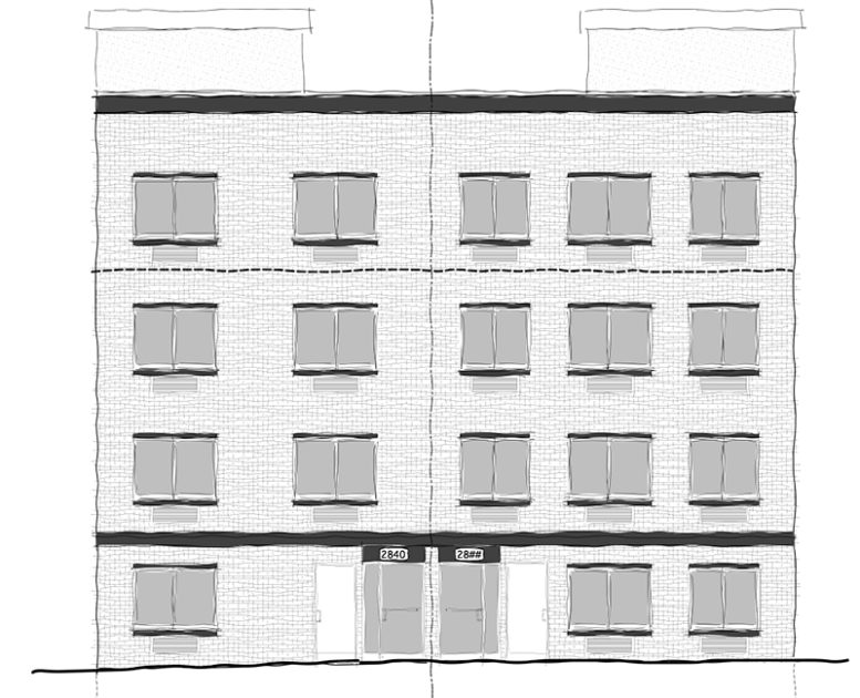 Preliminary rendering of 2832 and 2840 Webb Avenue - Badaly & Badaly Architecture and Engineering