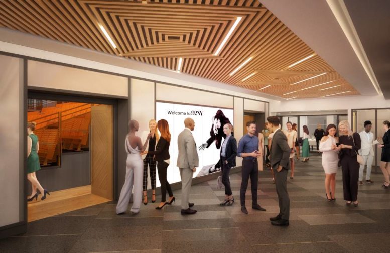 Rendering of venue entry and reception area at 92NY - Beyer Blinder Belle